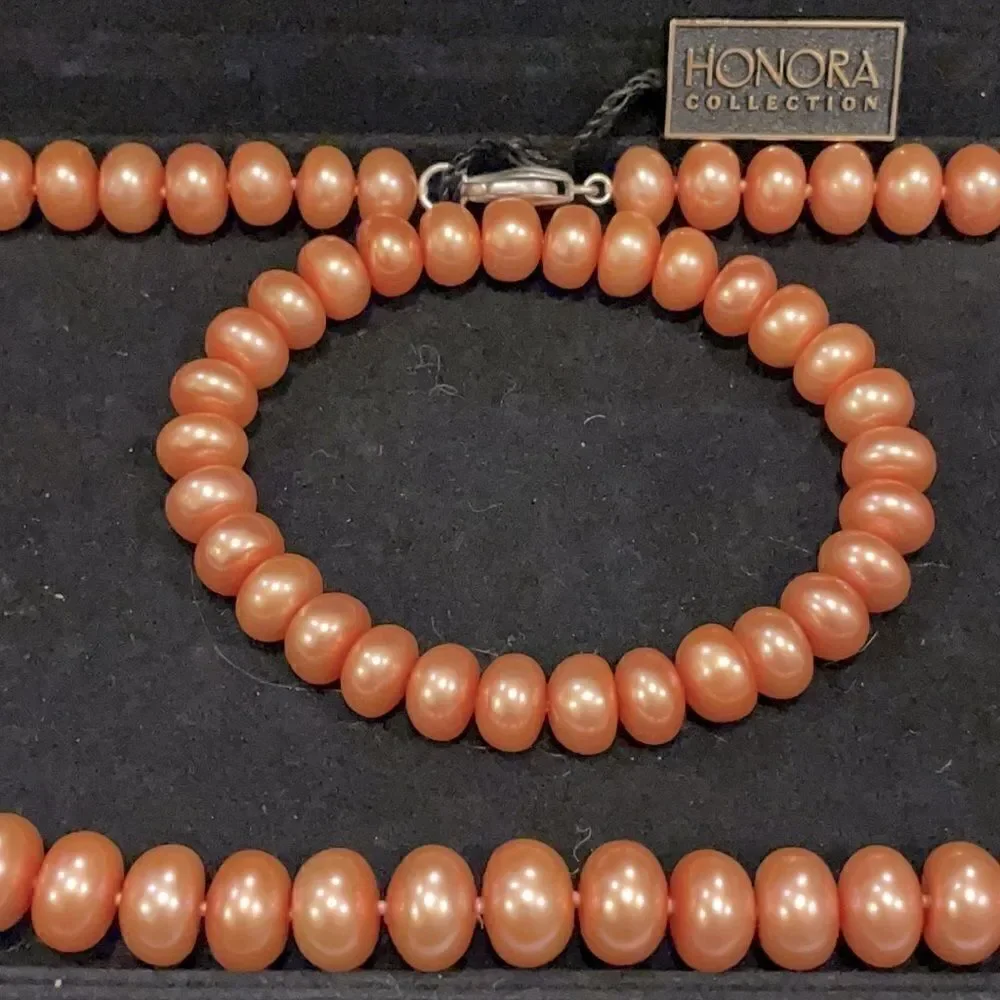 Honora Pink Pearl necklace/bracelet 925 sterling